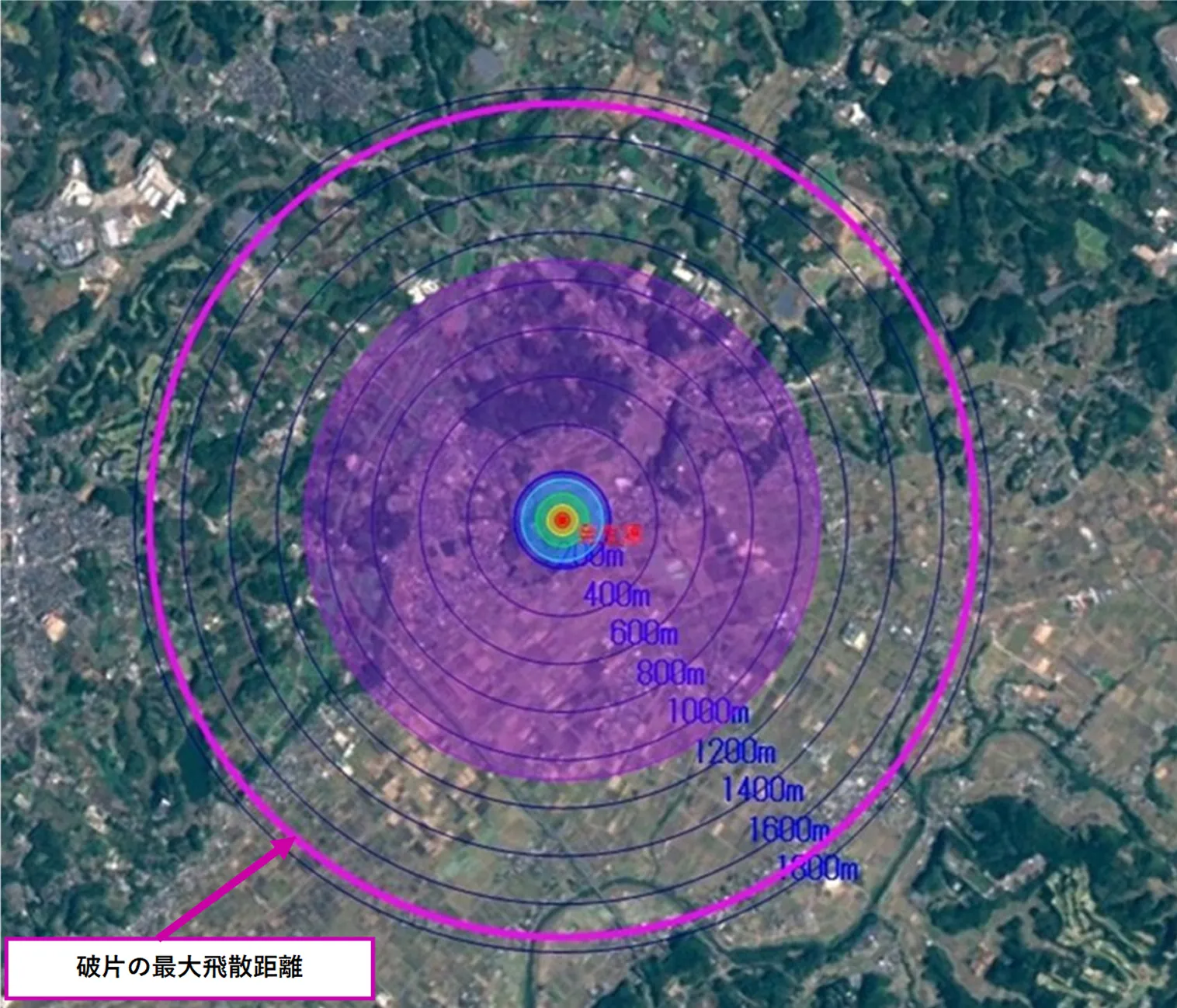 BLEVEシミュレーション 爆風圧の影響範囲図